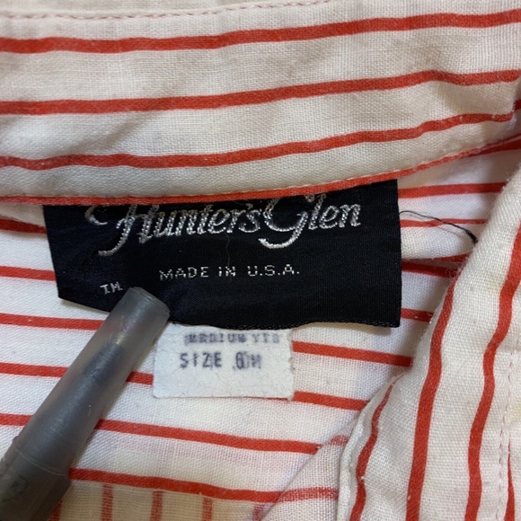 Vintage 80s Hunters Glen Red White Striped Made in USA Women's Shirt Size Small - Picture 3 of 8